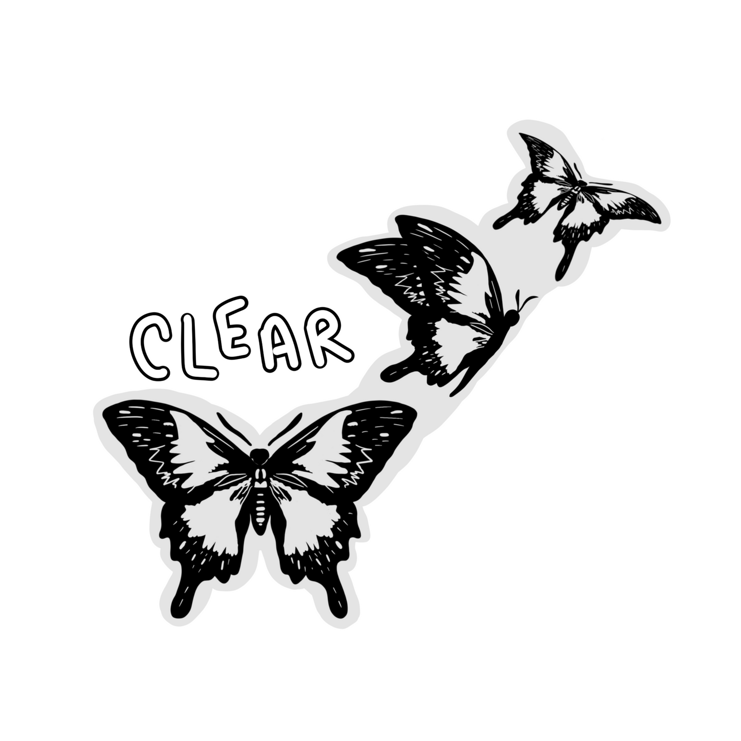 CLEAR 3 Black Butterfly Sticker