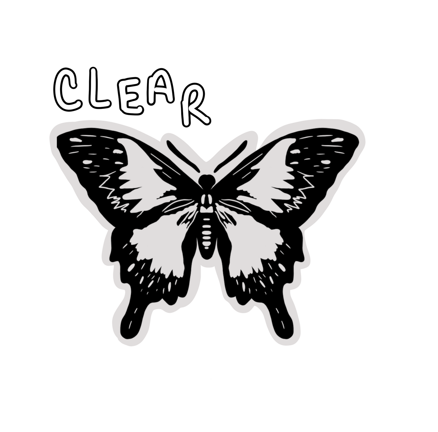 CLEAR Black Butterfly Waterproof Vinyl Sticker