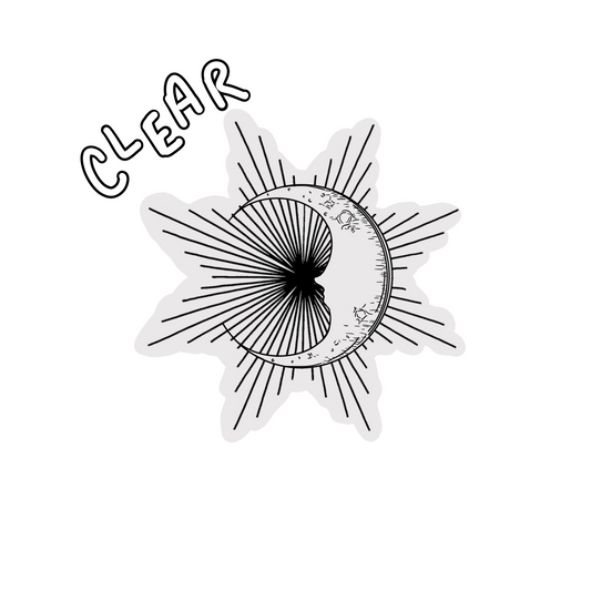 CLEAR Black Sun and Moon Sticker