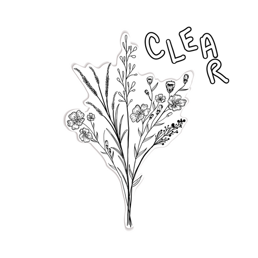 CLEAR Black Wildflower Sticker