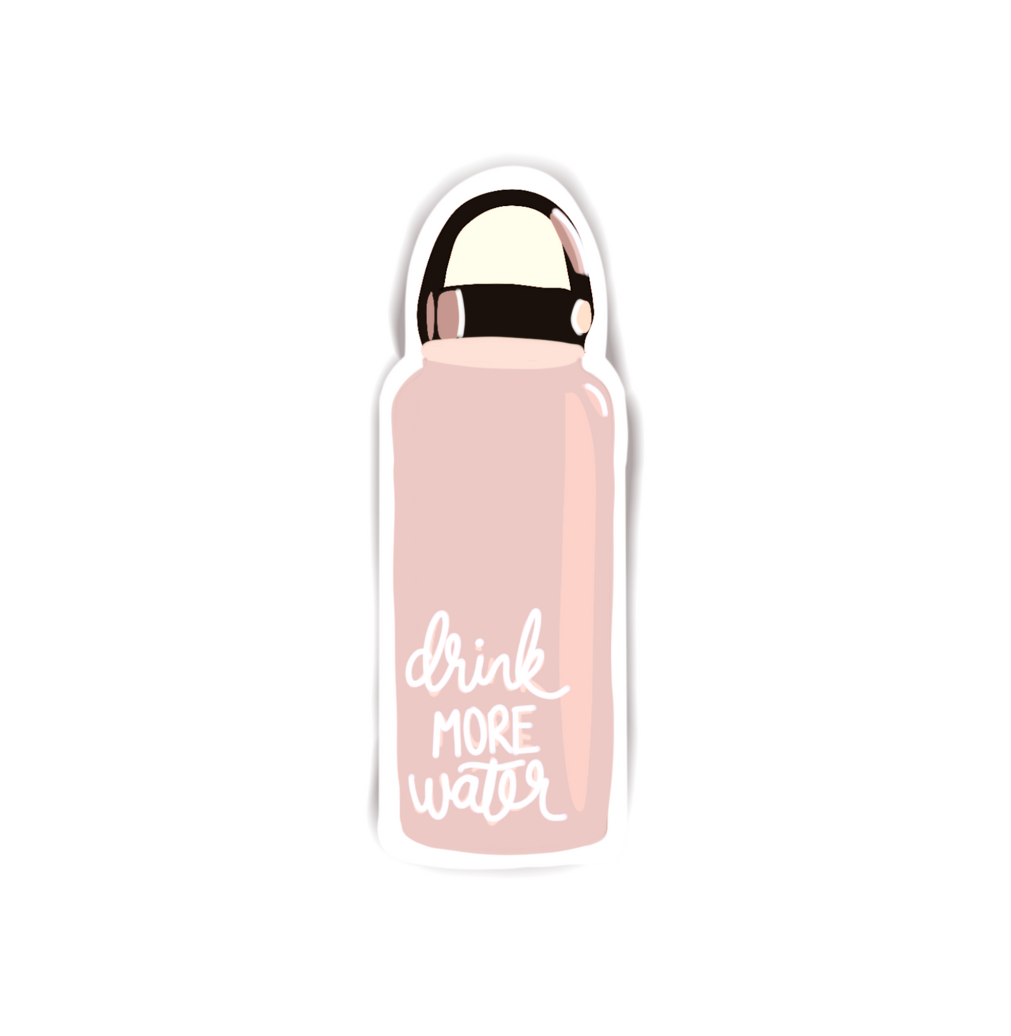 Drink More Water Pink Waterbottle Waterproof Vinyl Sticker