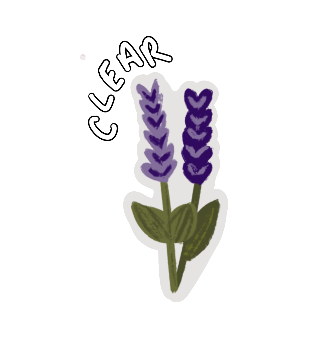 CLEAR Lavender Floral Waterproof Vinyl Sticker