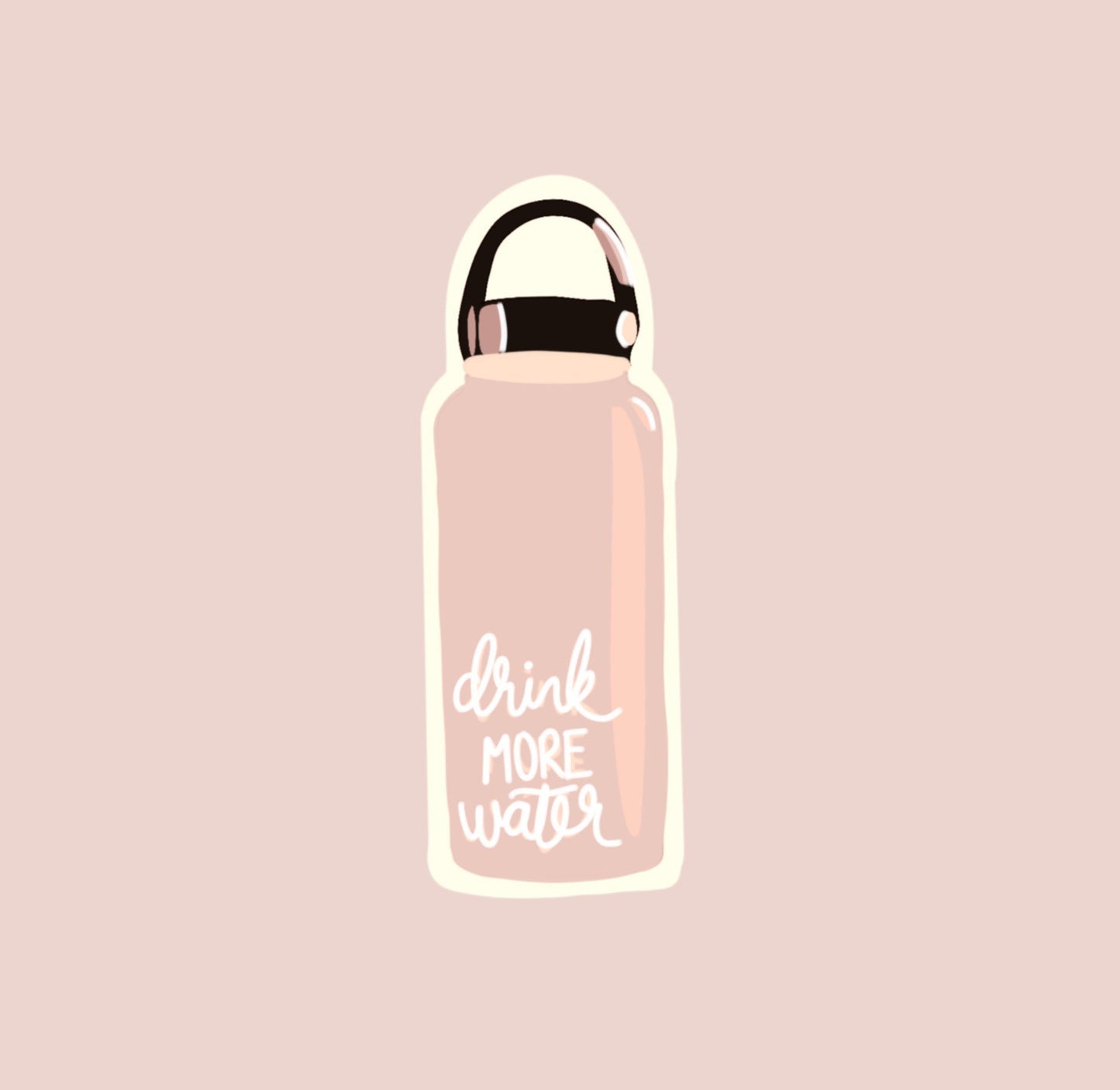Drink More Water Pink Waterbottle Sticker