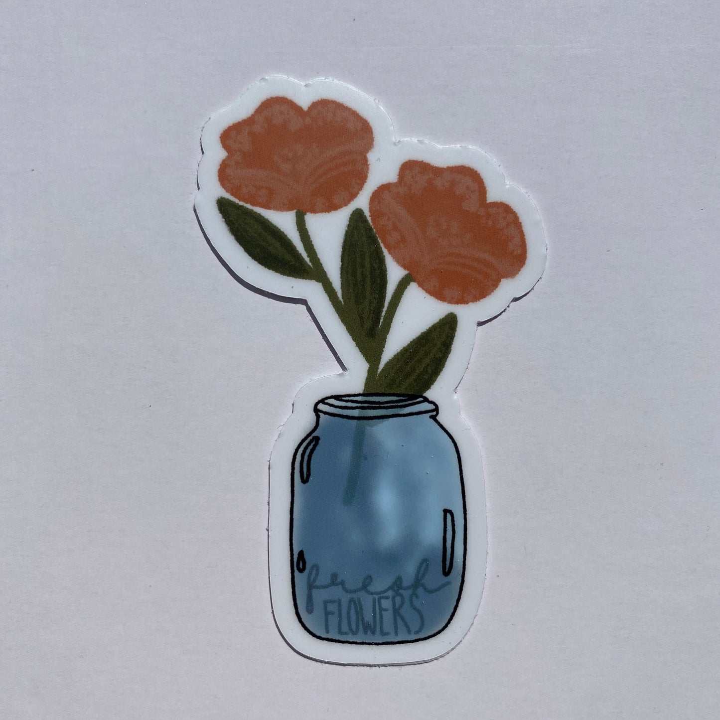 Mason Jar Orange Flower Sticker