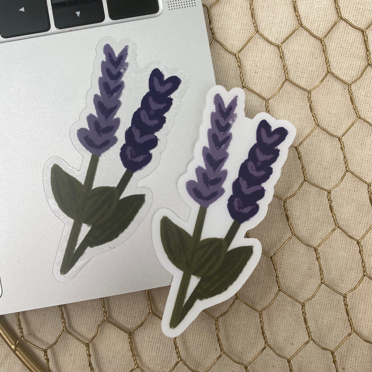 CLEAR Lavender Floral Waterproof Vinyl Sticker