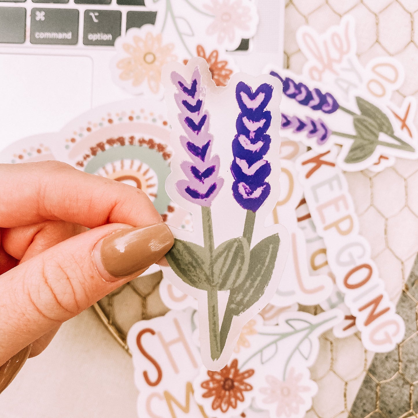 CLEAR Lavender Floral Sticker