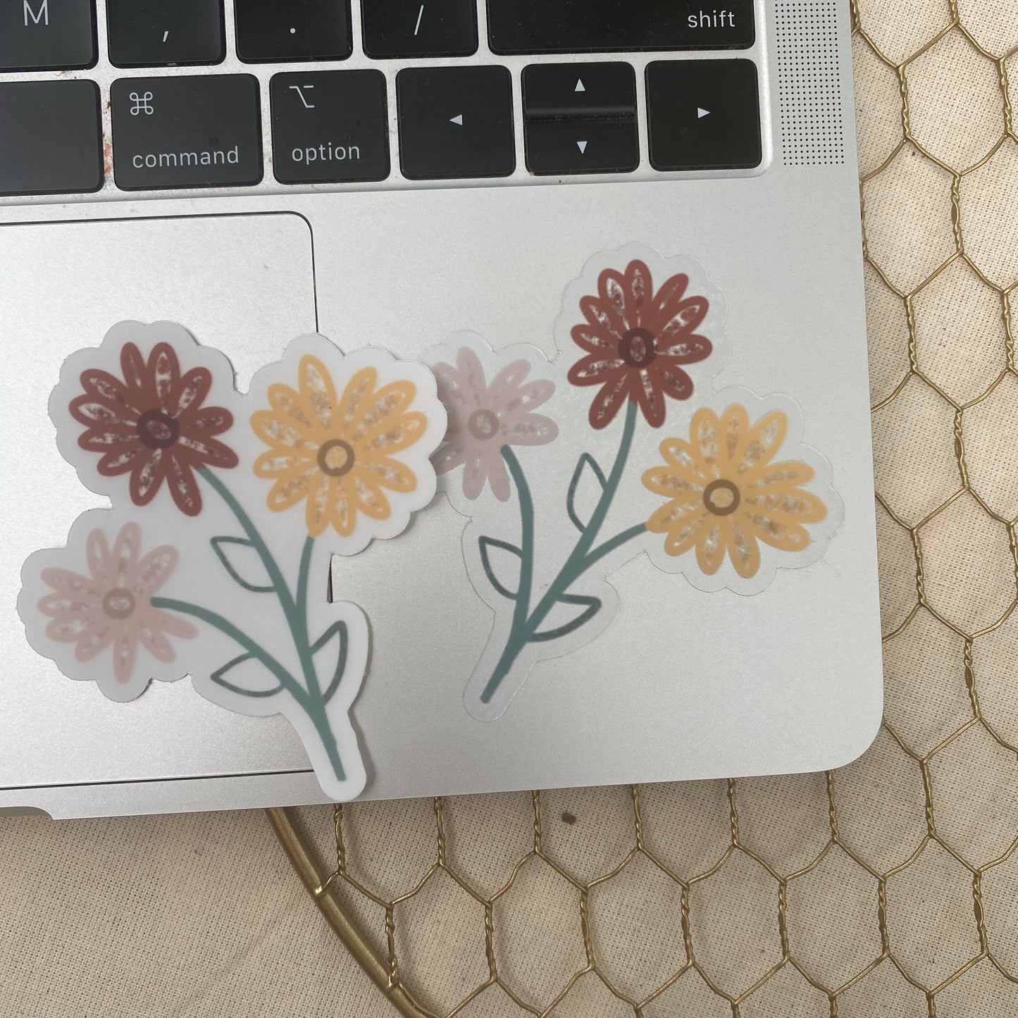 CLEAR Pink, Red, Yellow Flower Bunch Sticker