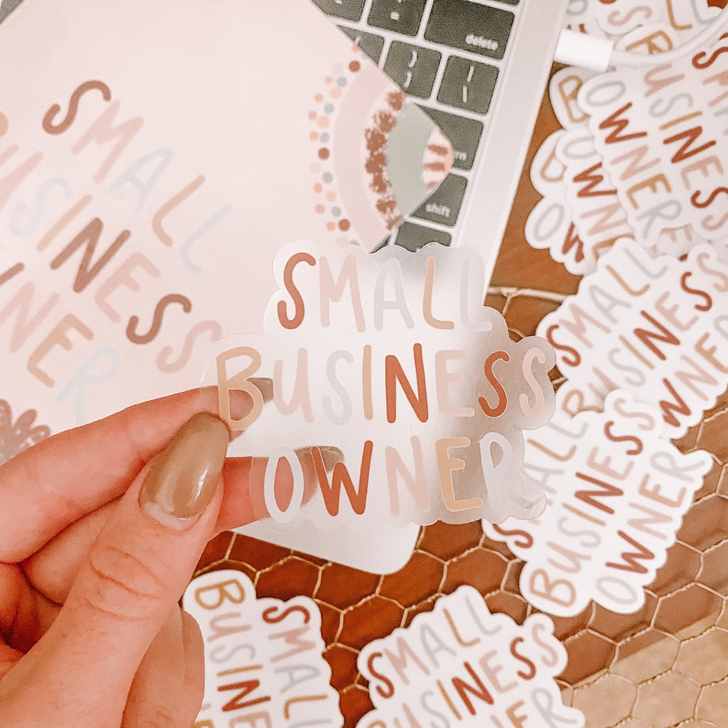 CLEAR Signature Small Business Owner Waterproof Vinyl Sticker