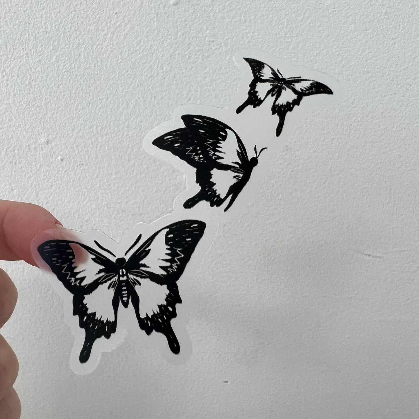 CLEAR 3 Black Butterfly Sticker