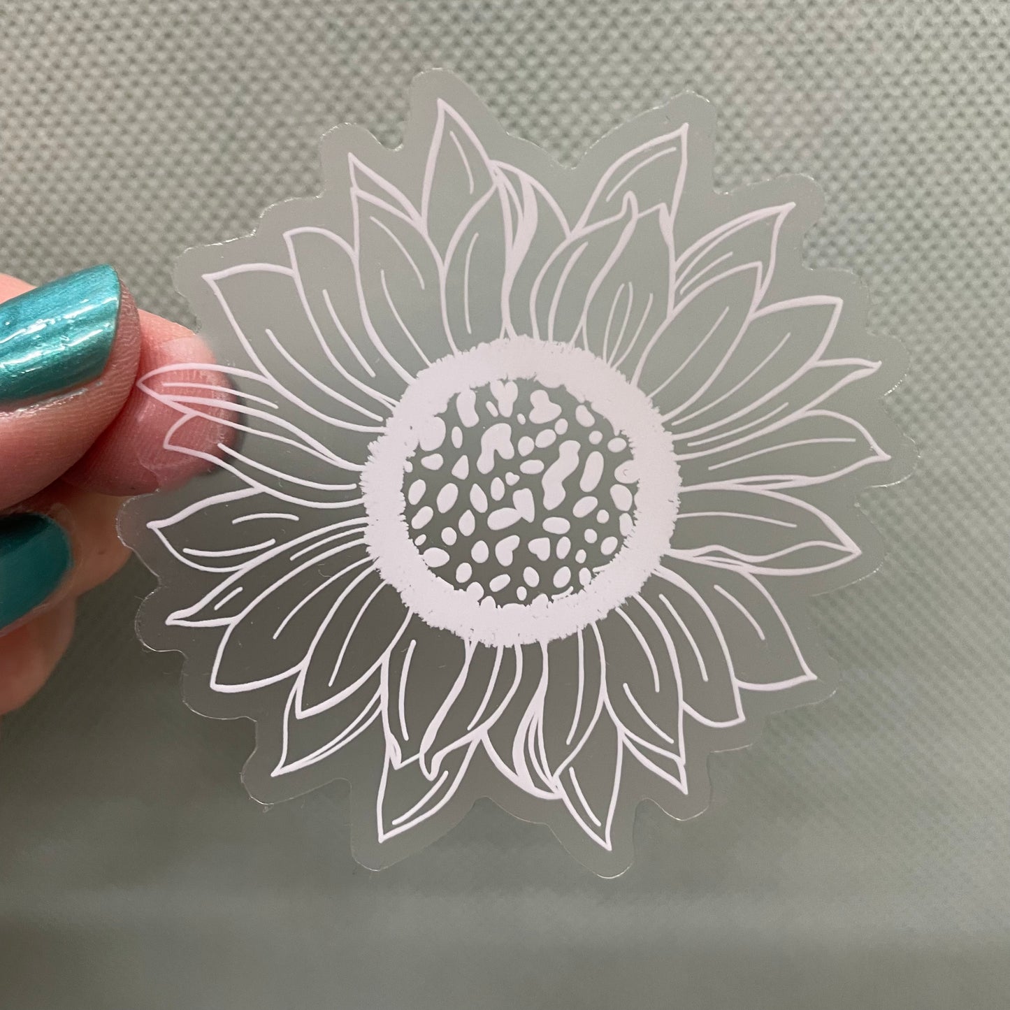 CLEAR White Sunflower Waterproof Vinyl Sticker
