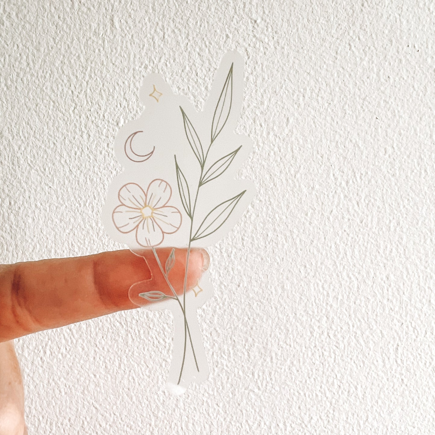 CLEAR Moon Leaf Flower Waterproof Vinyl Sticker