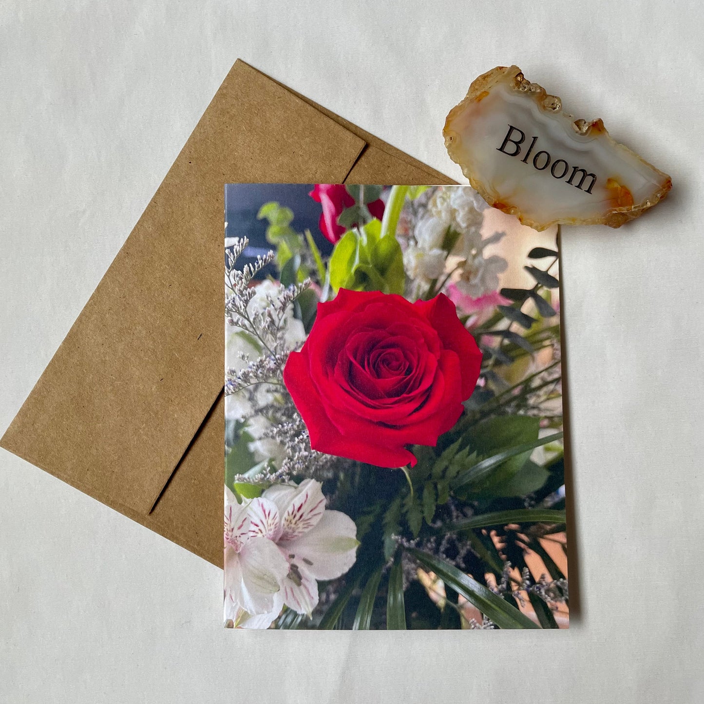 Red Rose Original Photography Greeting Card with Kraft Envelope