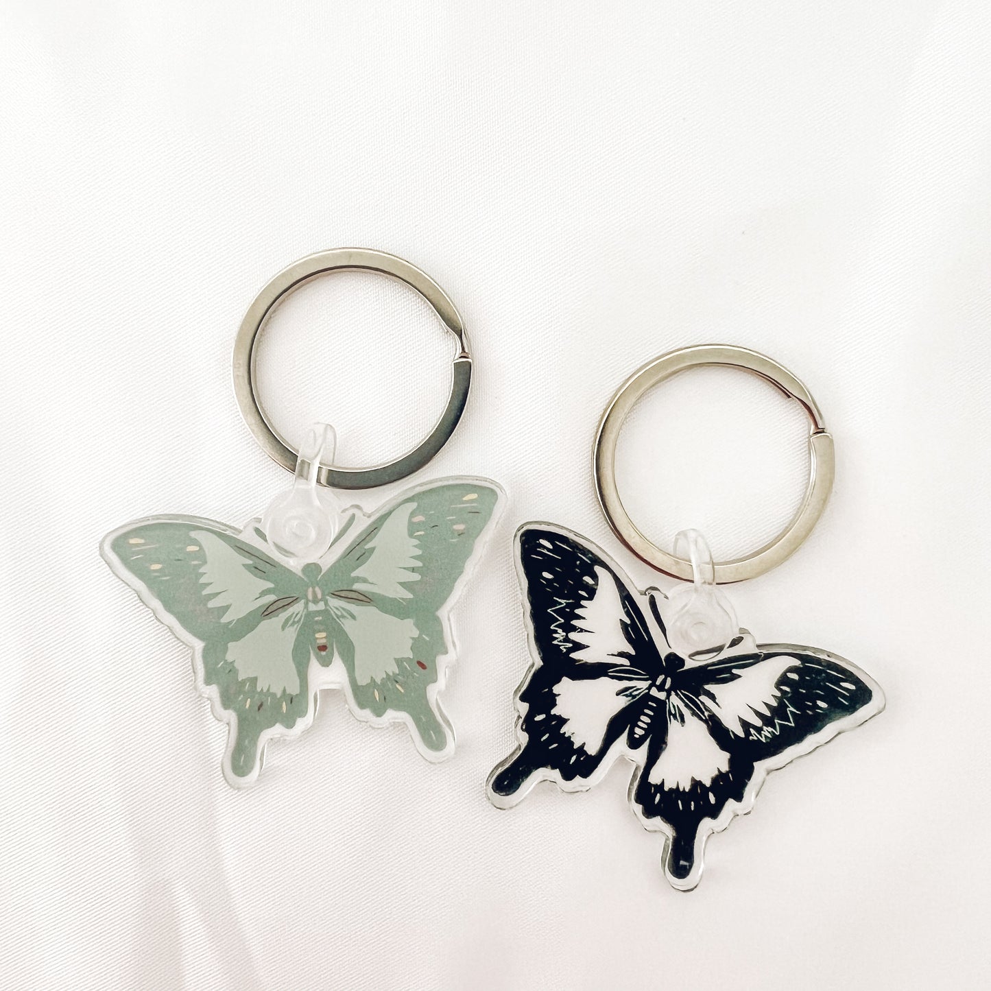 Butterfly Clear Keychains with Key Ring