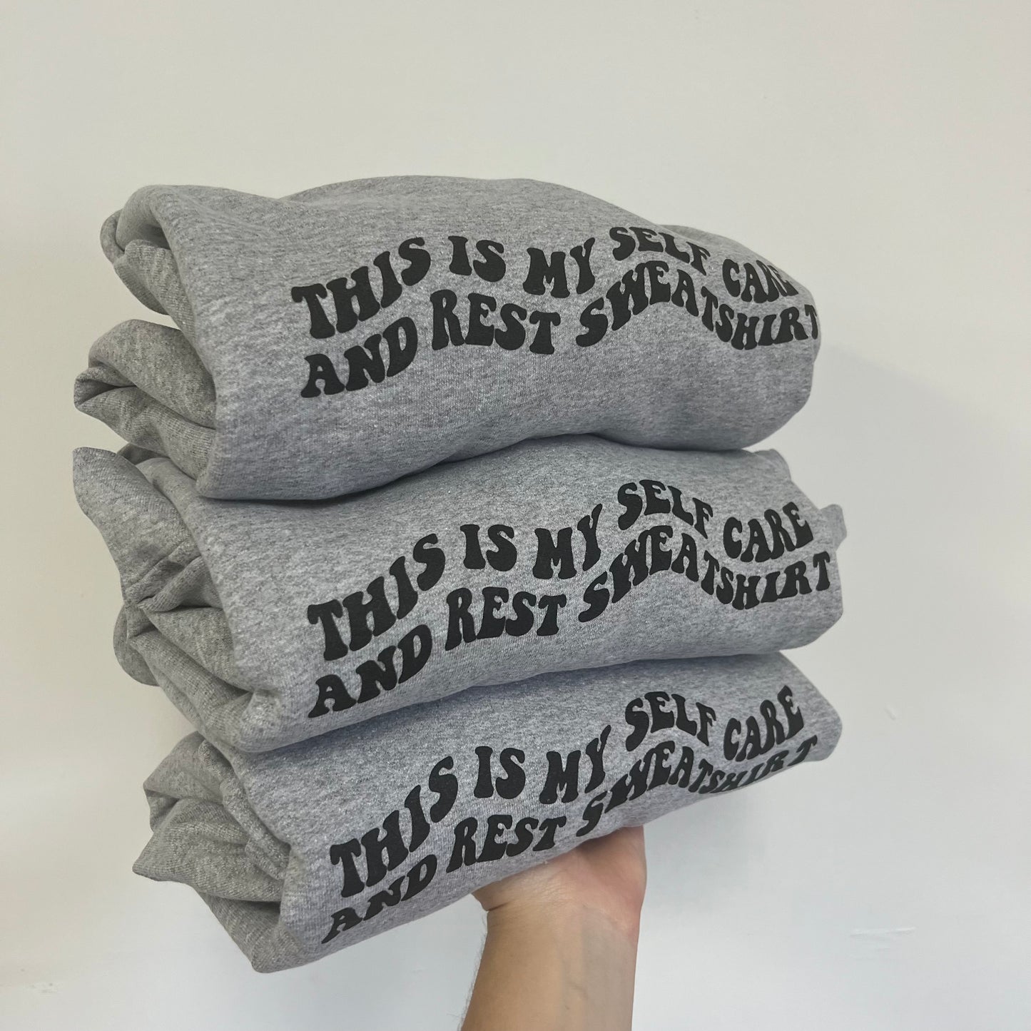Grey Self Care and Rest Crewneck Sweatshirt
