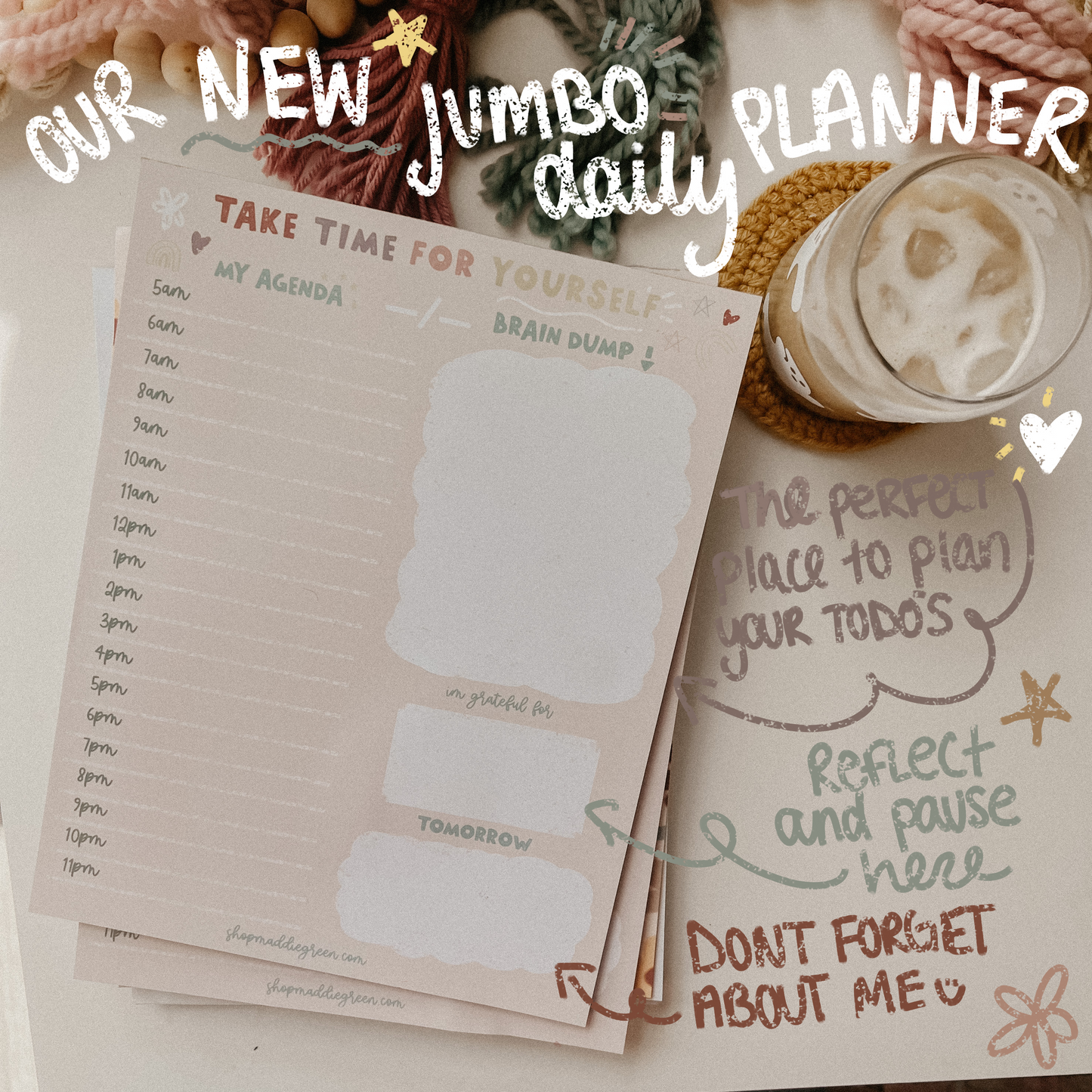 Take Time For Yourself Jumbo Daily Planner Notepad