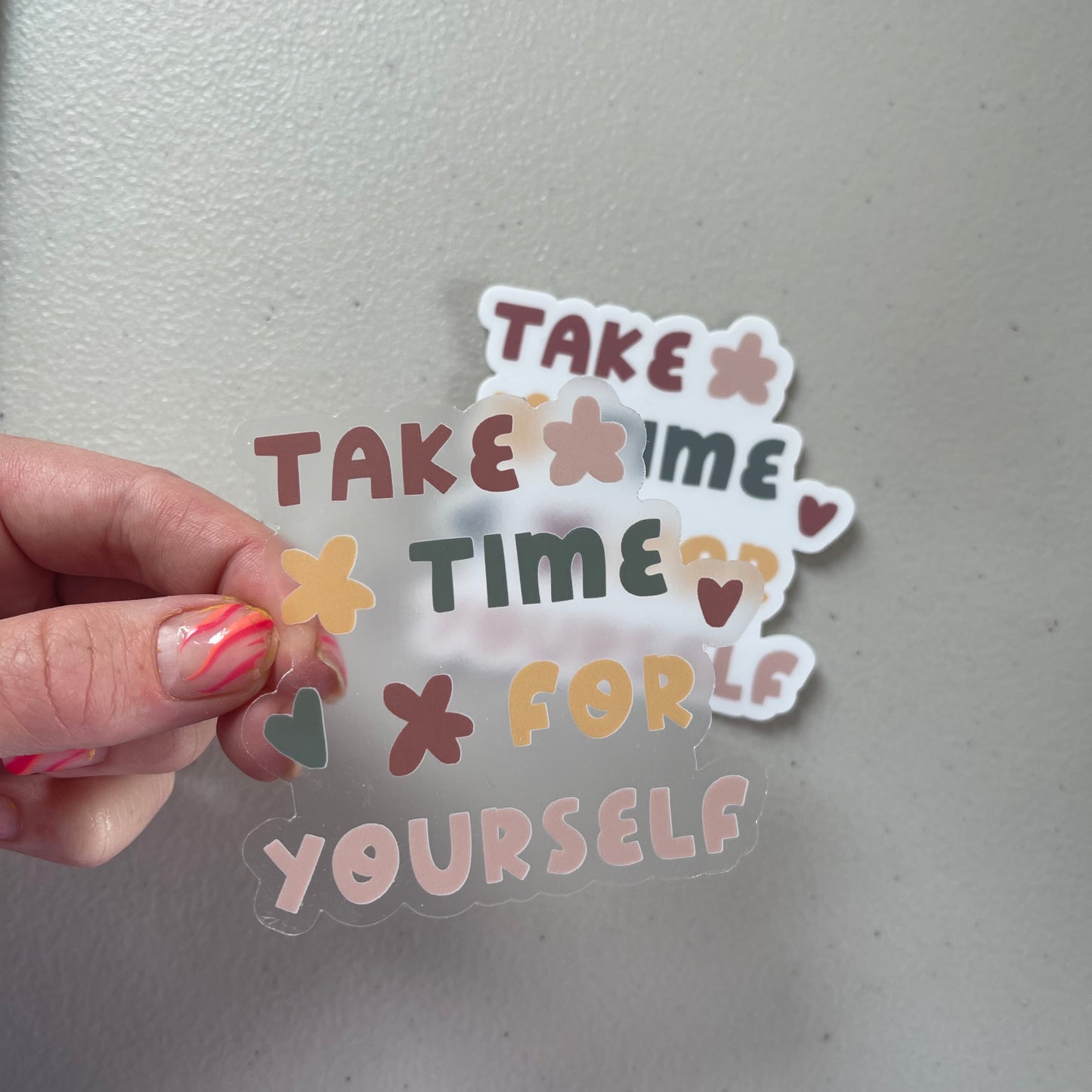 CLEAR Take Time For Yourself Waterproof Vinyl Sticker