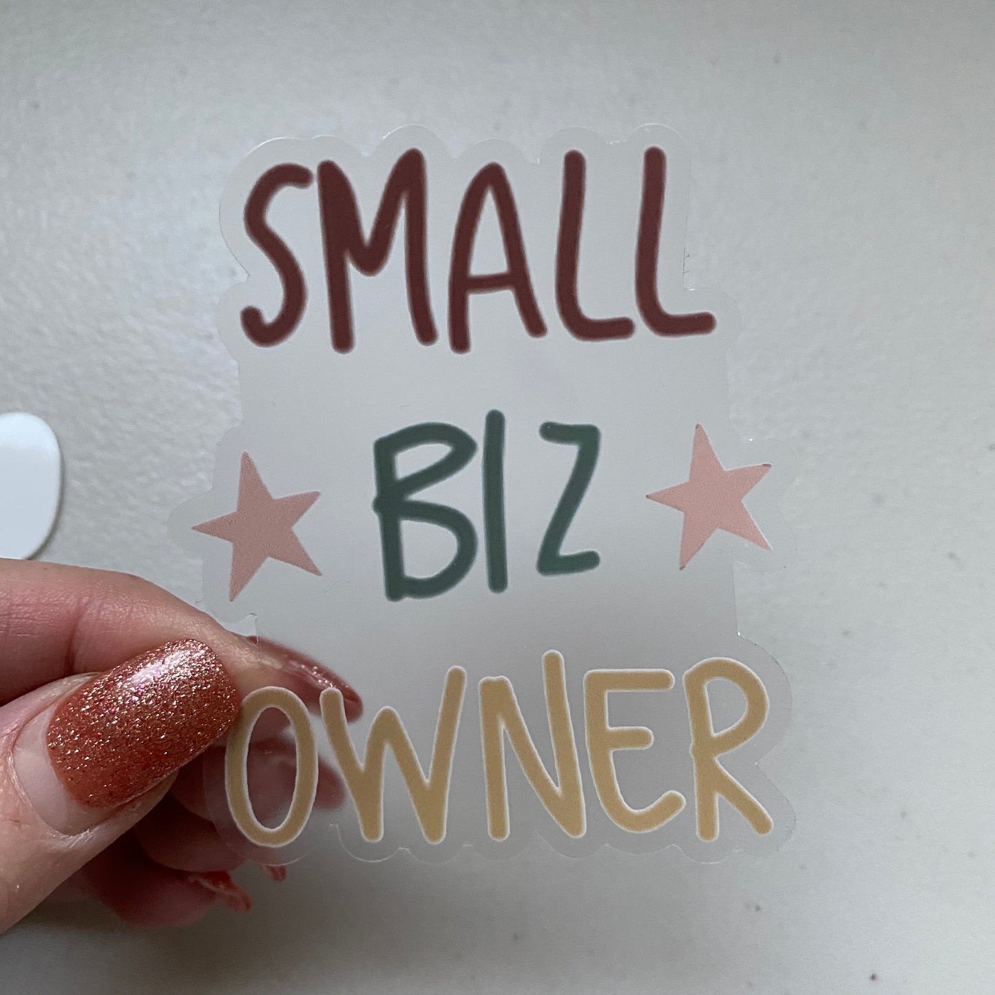 CLEAR Small Biz Owner Star Waterproof Vinyl Sticker
