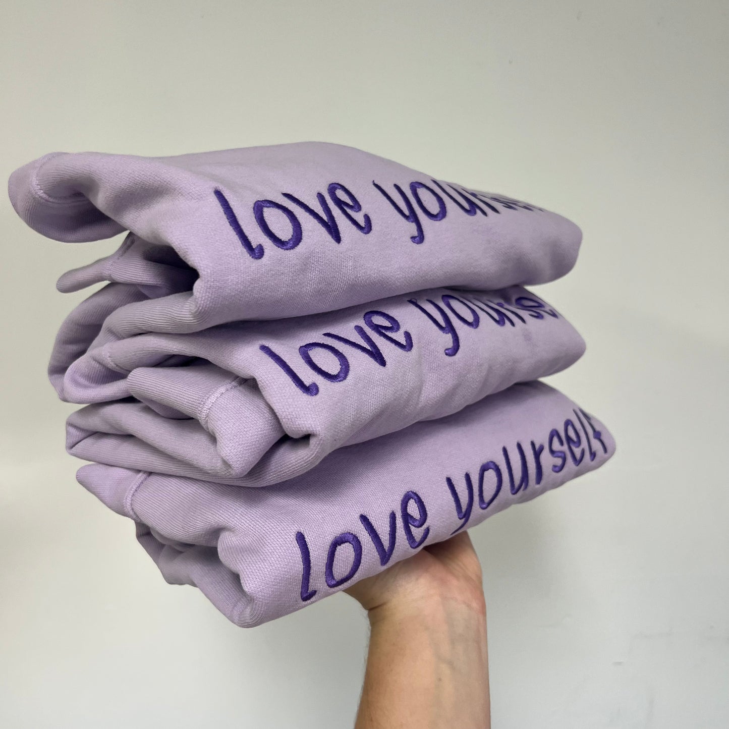 Purple Love Yourself Comfort Luxe Monochromatic Embroidered Crewneck Sweatshirt