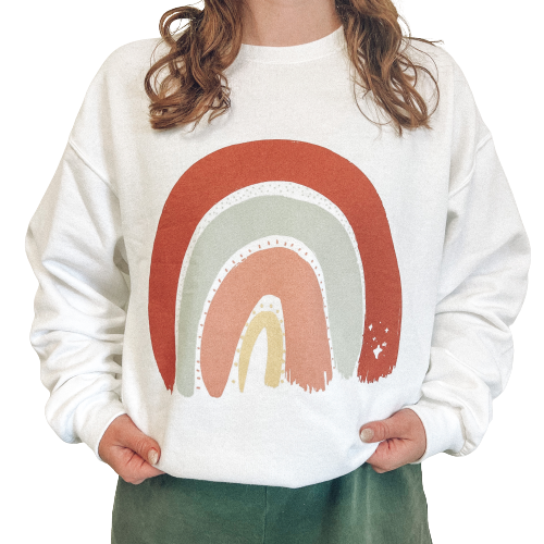 White sales rainbow sweatshirt