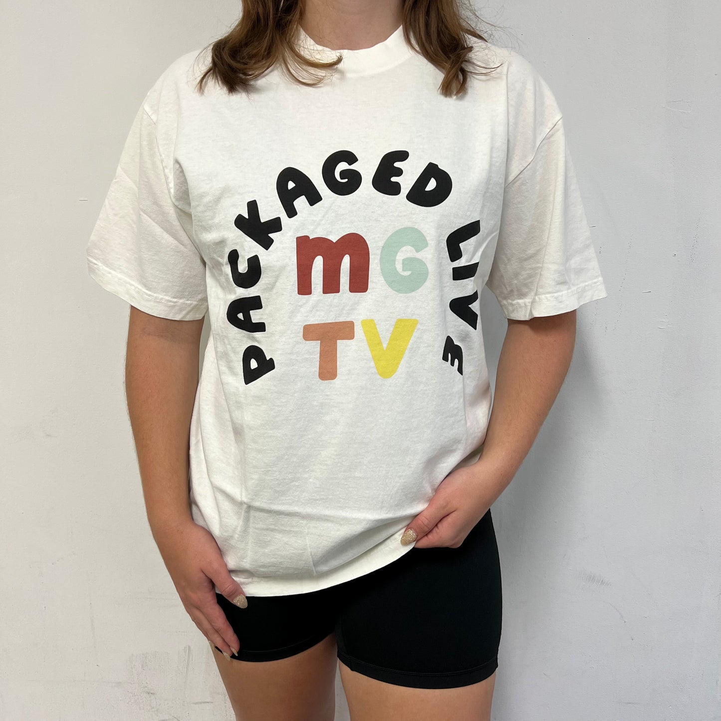 Packaged Live MGTV Cream Sustainably Made Tshirt