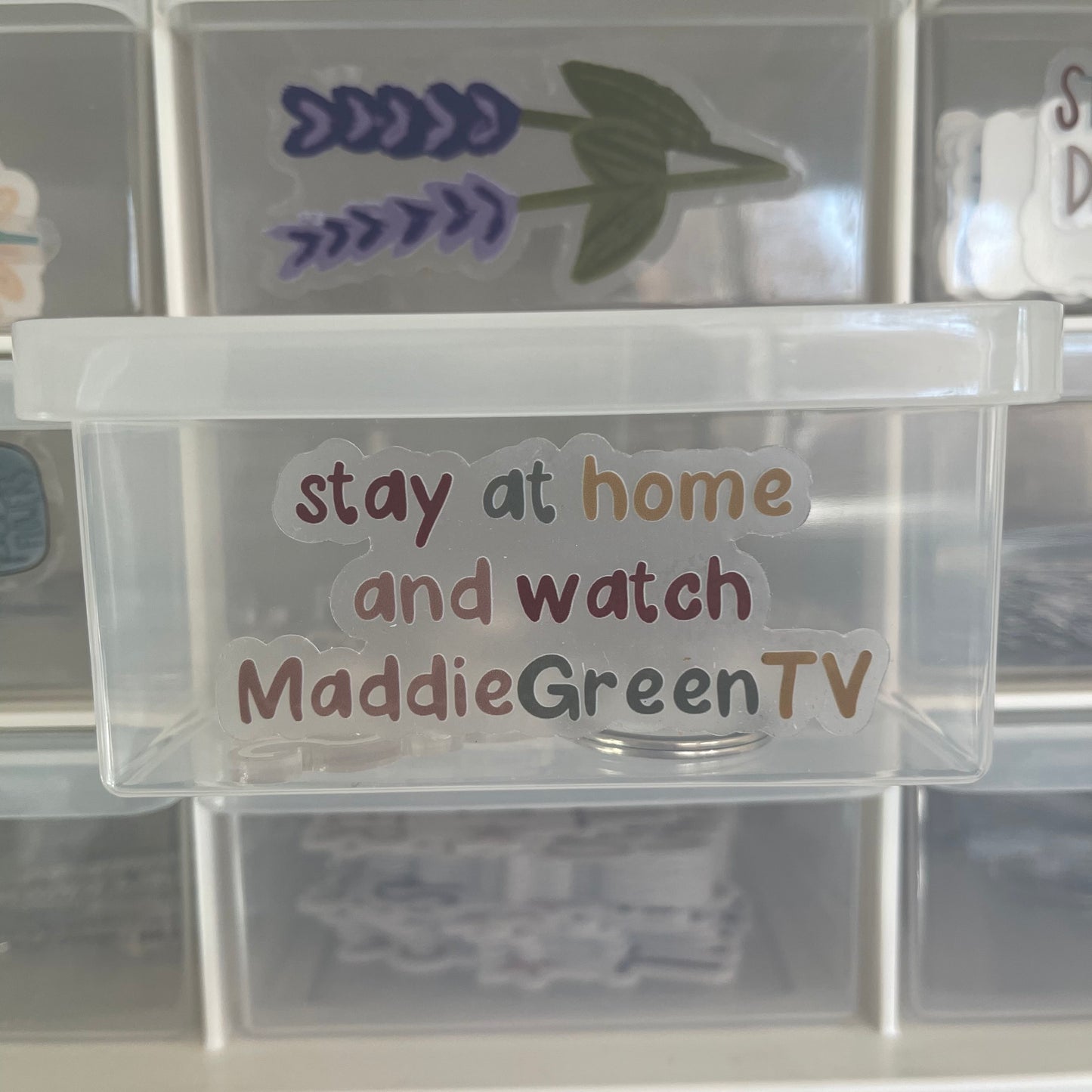 CLEAR Stay at Home and Watch Maddie Green TV Sticker