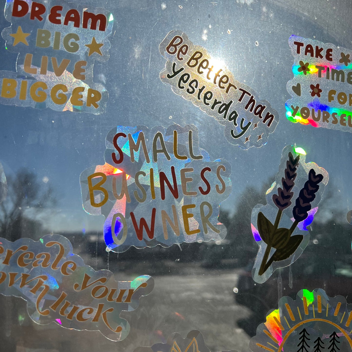 Signature Small Business Owner Suncatcher Rainbow Window Decal