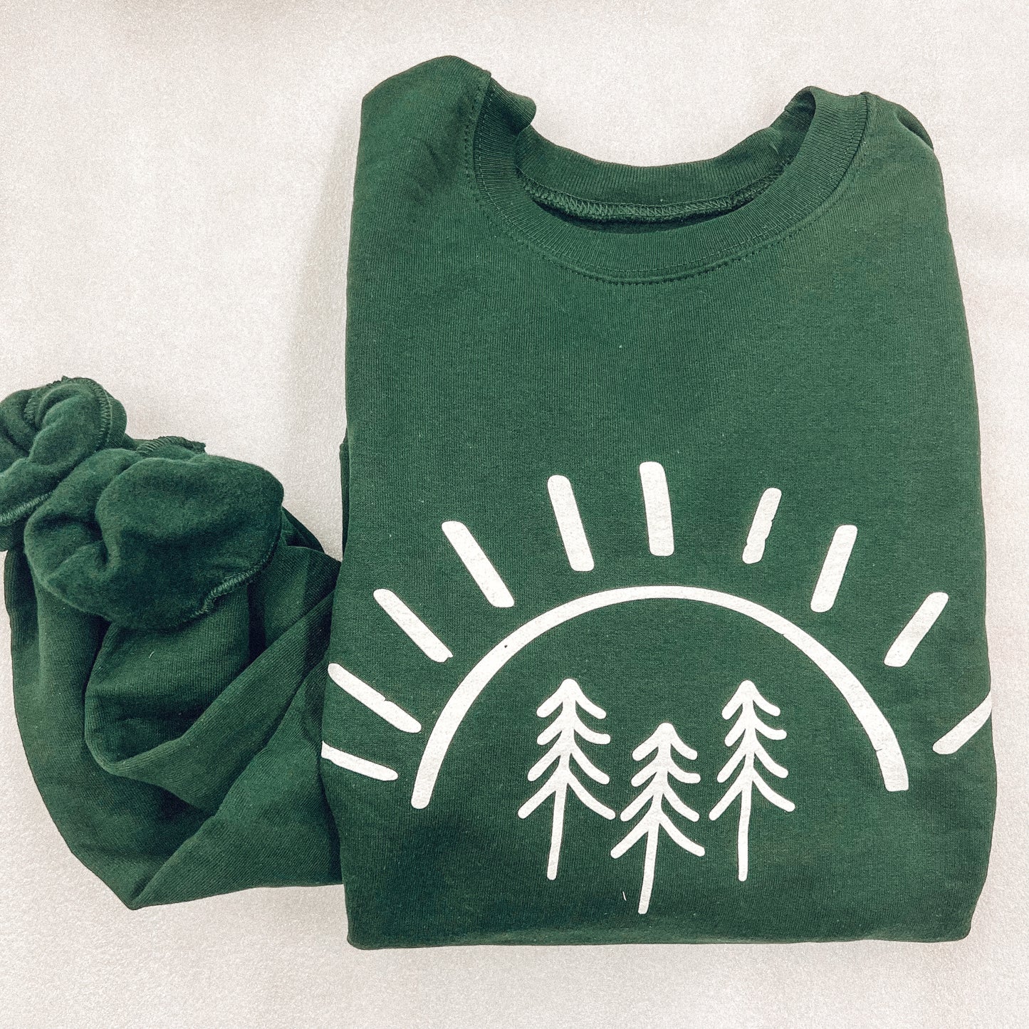 Pine Tree Sun Green Crewneck Sweatshirt