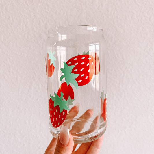 Strawberry Fruit Glass Can Cup